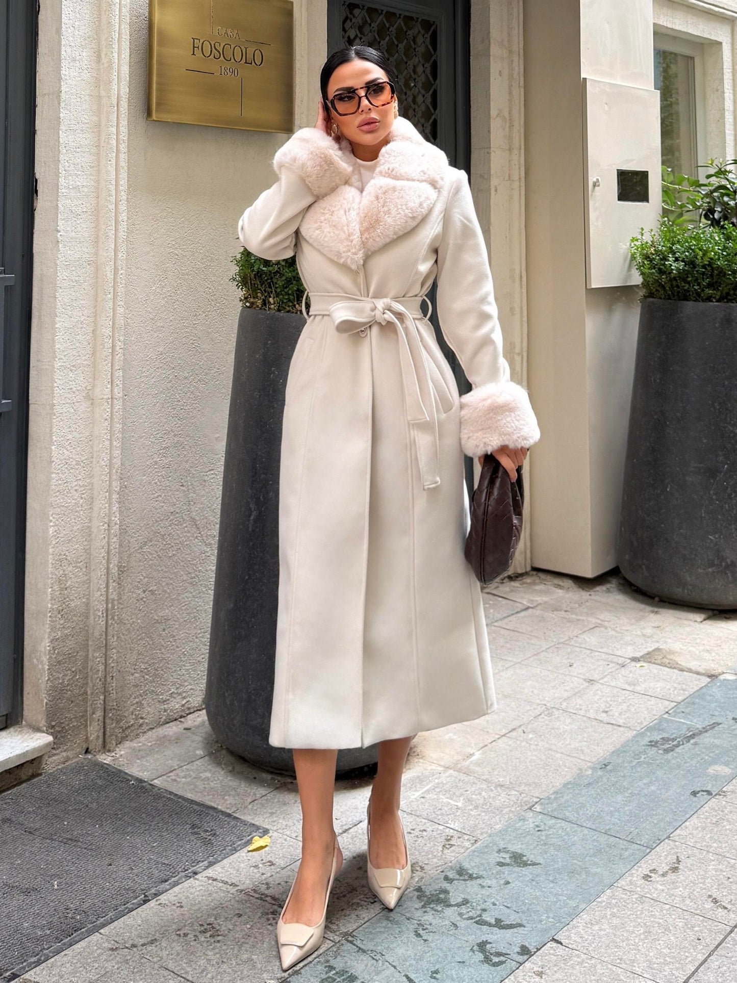 Faux Fur Collar Coat